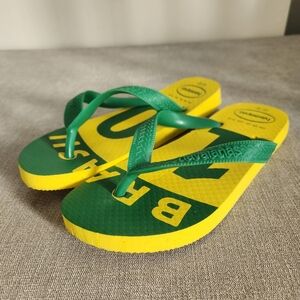 Brasil Havaianas Flip Flops Yellow And Green Size W6 M5